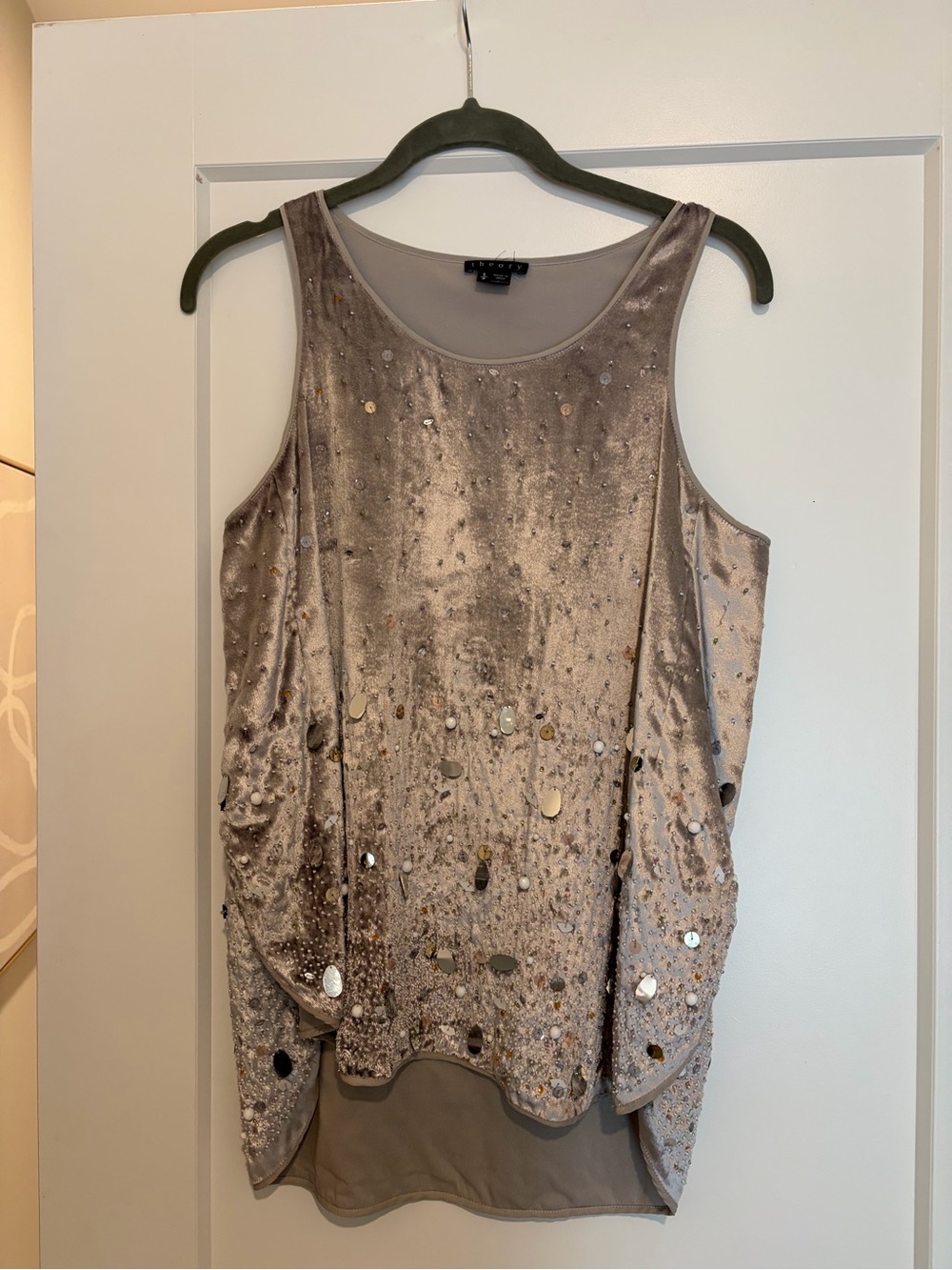 Theory silk beaded top